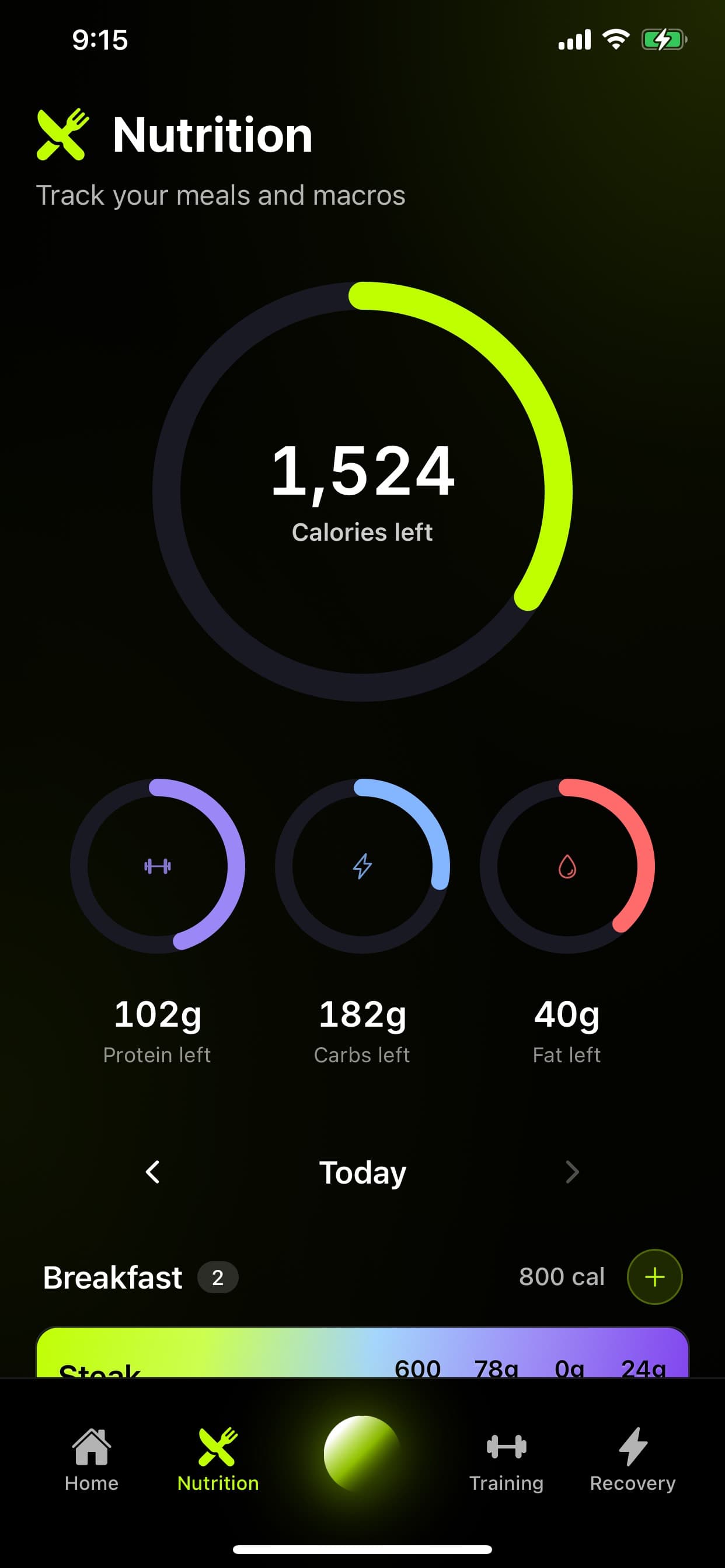 ORI nutrition tracking with AI food recognition